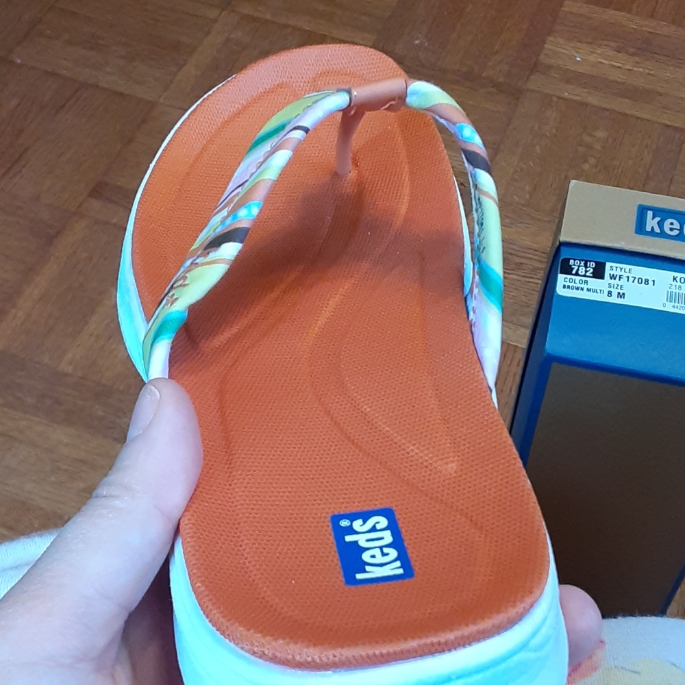 New Keds 8M Thong Sandals striped WF17081 - Picture 8 of 8